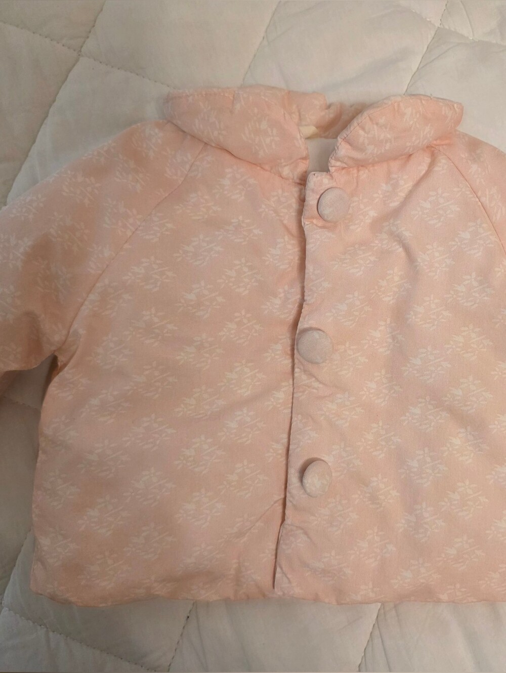 Light Pink Quilted Baby Jacket with Covered Buttons